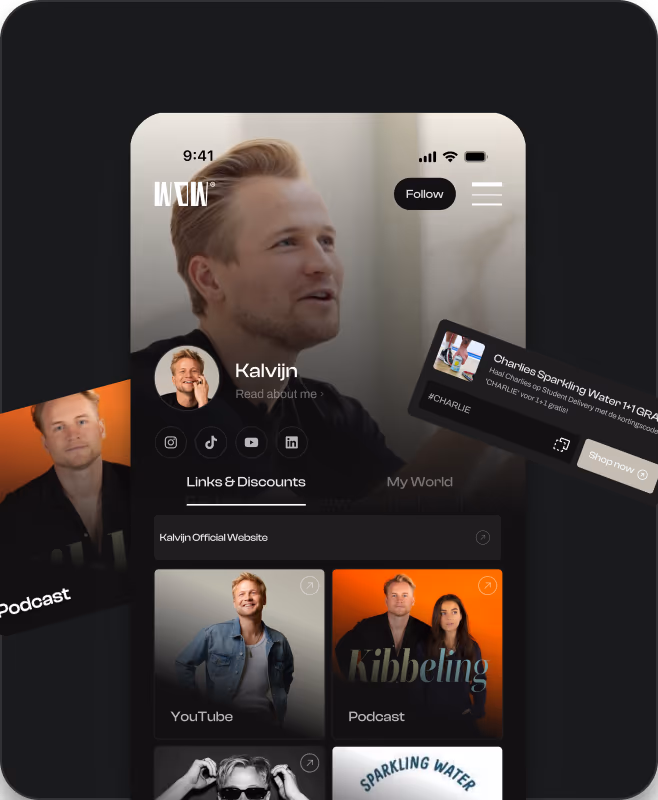 Een creator-profiel met alle links, kortingen en content op één plek